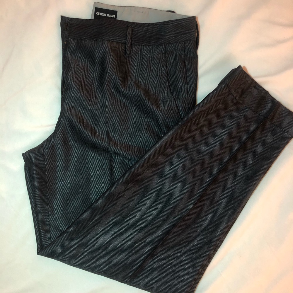 Giorgio Armani gray and black silk  trousers
